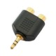 Adattatore M. 3,5mm stereo / 2 F. rca pvc/dorato