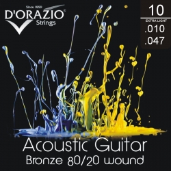 D'ORAZIO Acoustic guitar 6 strings set - BR. 80/20 Extra Light 010/047