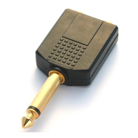 Adattatore M.6,3mm/ 2 F.6,3mm pvc/dorato mono
