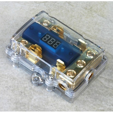 Portafusibile dorato/trasparente con voltmetro x 2 AGU 