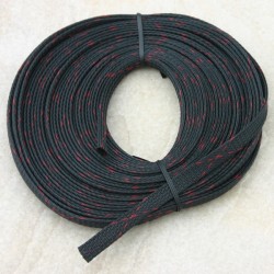 Guaina trecciata nera+spirale rossa ø 8mm