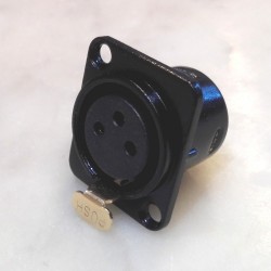 Femmina XLR pannello 3p nera con contatti dorati