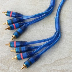 Cavo twistato blue trasparente con 8M. rca dorati Mt.5