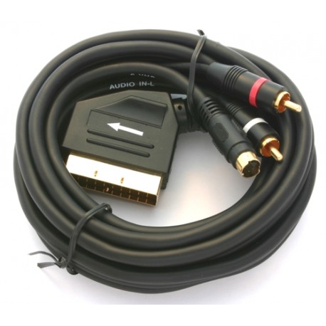 Cavo scart S-Video +2M rca dorato. Mt. 2