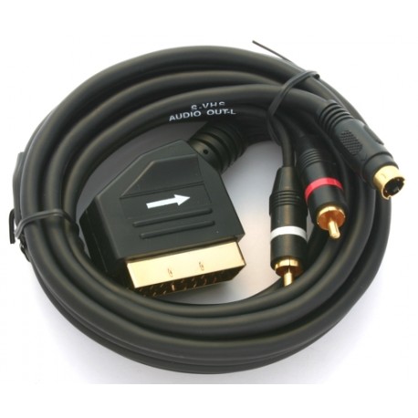 Cavo scart S-Video +2M rca dorato. Mt. 2