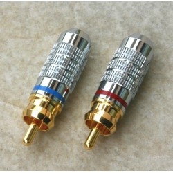 Coppia maschi rca dorati/cromo Ø 6,3mm 